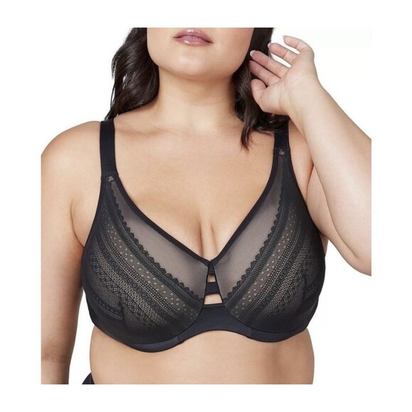 Spanx Bra Black Champaigne Illusion Lace Minimizer 32G - Picture 1 of 9
